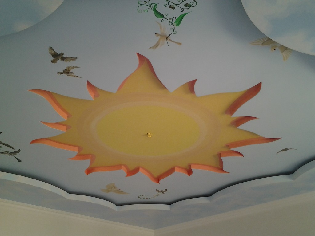 роспись потолка акриловыми красками