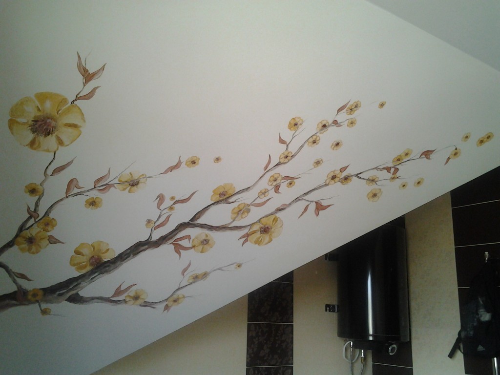цветы нарисованные на стене